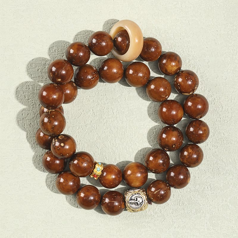 Buddha Stones Tibetan Natural Purple Gold Rat Bodhi Seed Wealth Double Wrap Bracelet - image 1