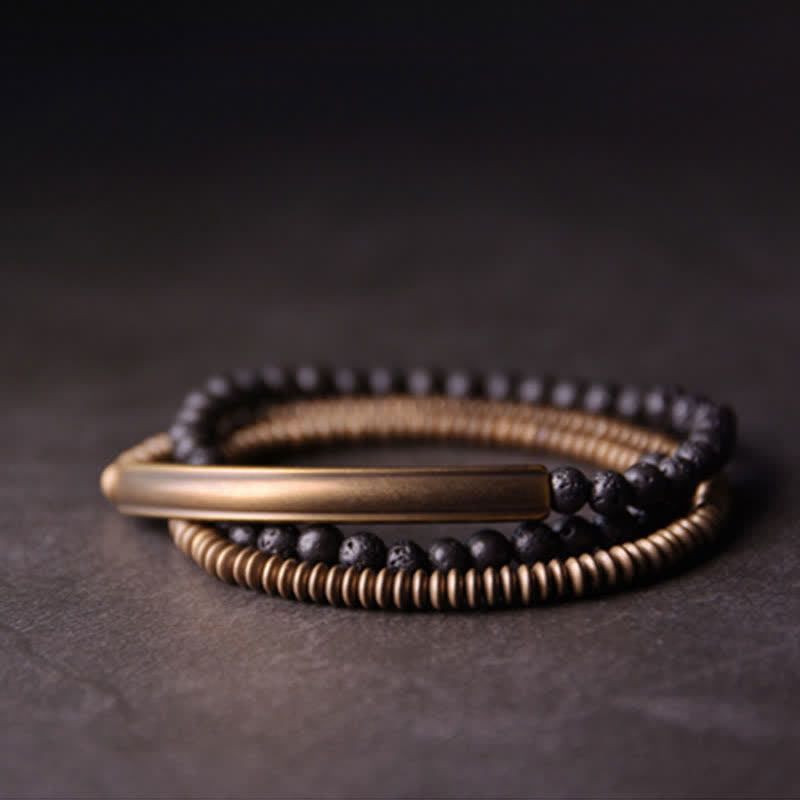 Buddha Stones Vintage Lava Rock Copper Support Bracelet - image 6