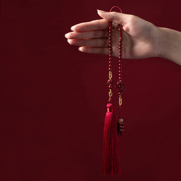 Buddha Stones One's Luck Improves Design Patern Natural Cinnabar Lotus Blessing Car Hanging Decoration - image 8