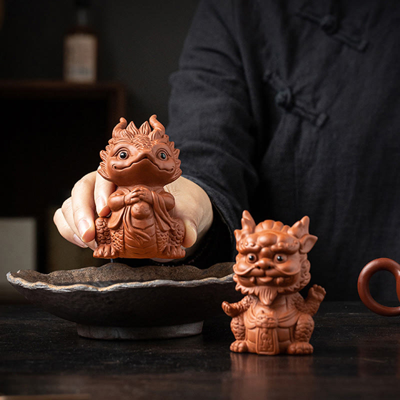 Buddha Stones Luck Dragon Wealth Tea Pet Purple Clay Figurine Decoration - image 27
