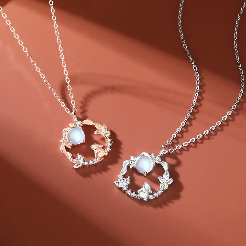 925 Sterling Silver Year of the Rabbit Moonstone Moon Flower Pattern Necklace Pendant Bracelet Earrings - image 3
