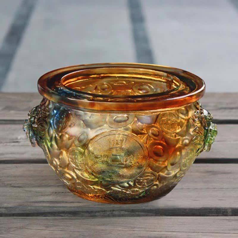 Handmade Liuli Crystal Treasure Bowl Art Piece Home Decoration - image 4