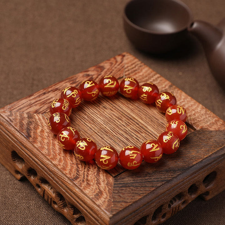 Buddha Stones Tibet White Crystal Black Onyx Om Mani Padme Hum Meditation Bracelet - image 26