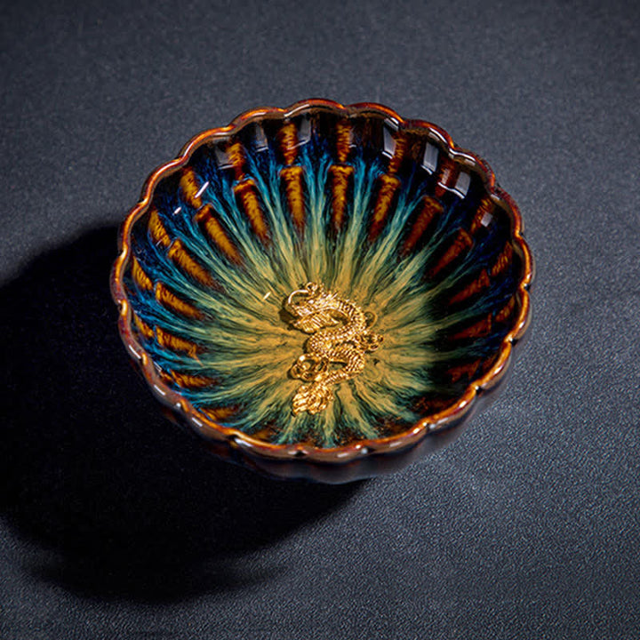 Buddha Stones Lotus Goldfish Auspicious Dragon Phoenix Ceramic Teacup Inlaid Tea Cups 130ml - image 9