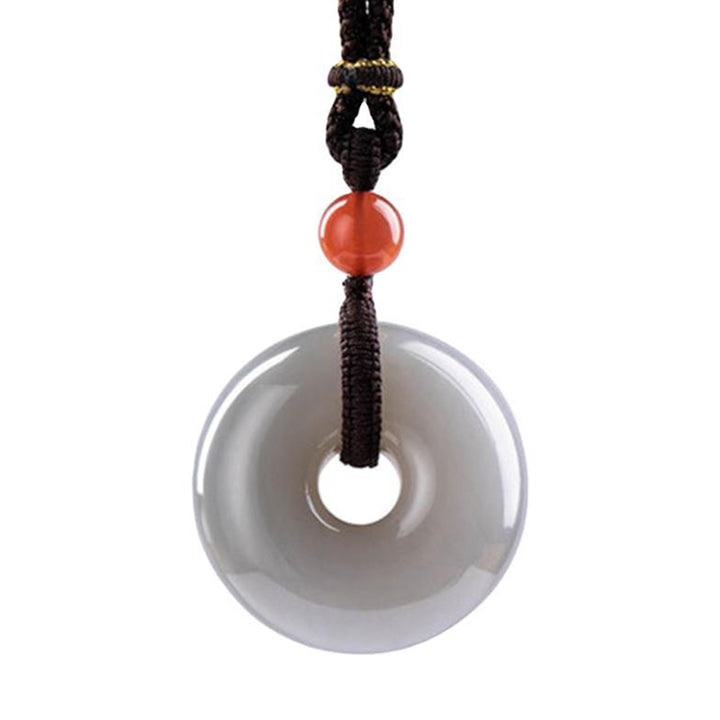 Buddha Stones Natural Round Jade Gray Jade Peace Buckle Luck Necklace Pendant - Gray Jade - image 14