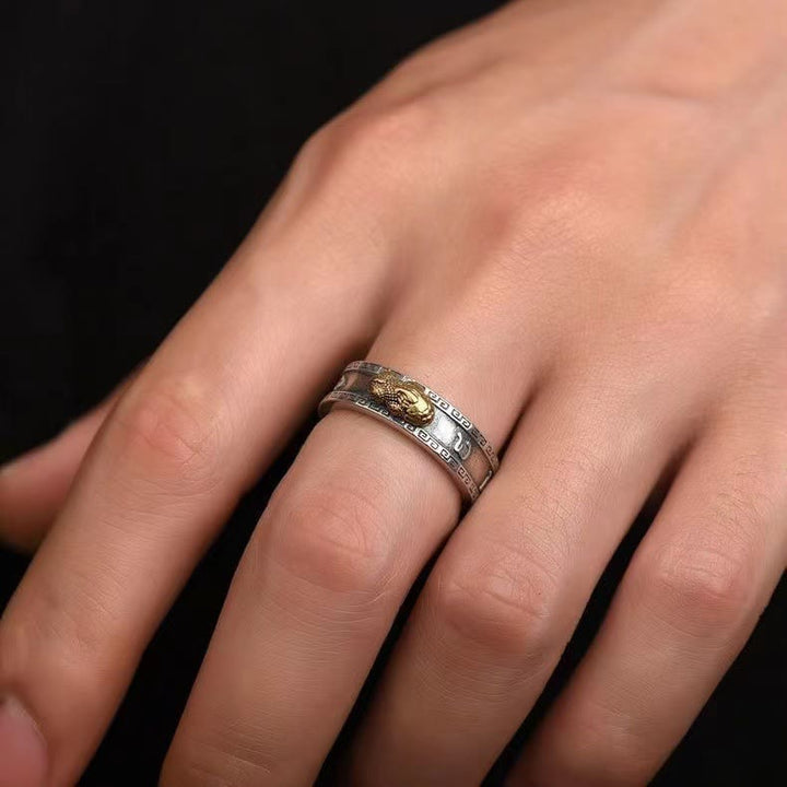 Buddha Stones PiXiu Om Mani Padme Hum Heart Sutra Luck Wealth Couple Ring - image 3
