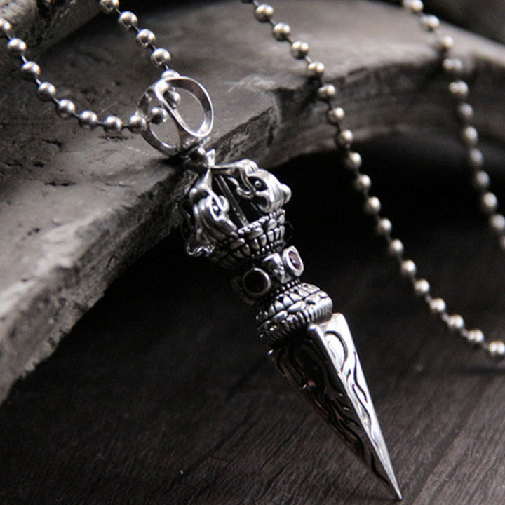 Buddha Stones 925 Sterling Silver Vajra Spiritual Power Necklace Pendant - 925 Sterling Silver - image 0