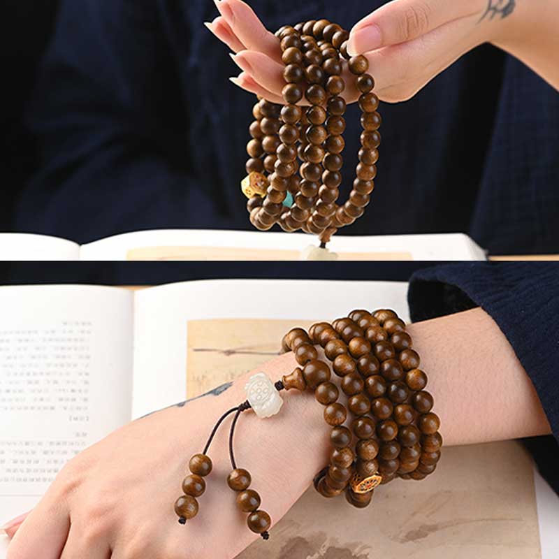 Buddha Stones Tibetan Rosewood Protection Calm Bracelet Mala - image 19