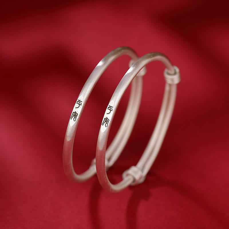 Buddha Stones 999 Sterling Silver Peace And Joy Protection Kids Child Bracelet Bangle - image 2