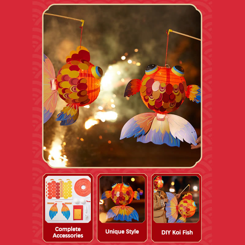 Buddha Stones DIY Good Luck Koi Fish Paper Lantern Lamp Mid-Autumn Festival Child Kids Lantern Decoration - image 15