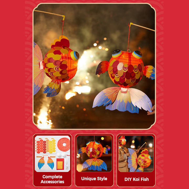 Buddha Stones DIY Good Luck Koi Fish Paper Lantern Lamp Mid-Autumn Festival Child Kids Lantern Decoration - image 15