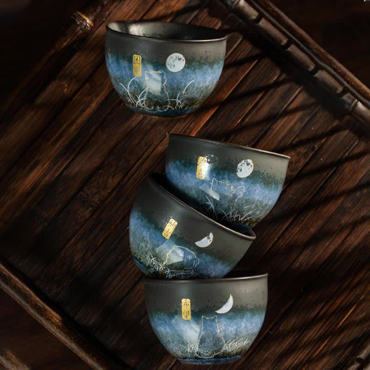 Buddha Stones Ceramic Teacup Lovely Cat Black Tea Cups 140ml - image 5