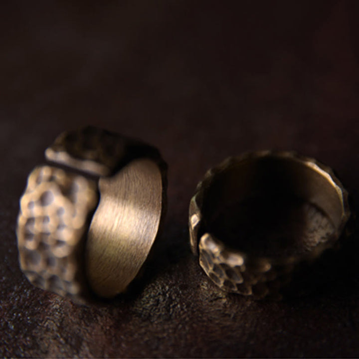 Buddha Stones Tibetan Bump Texture Design Copper Brass Luck Ring - image 9