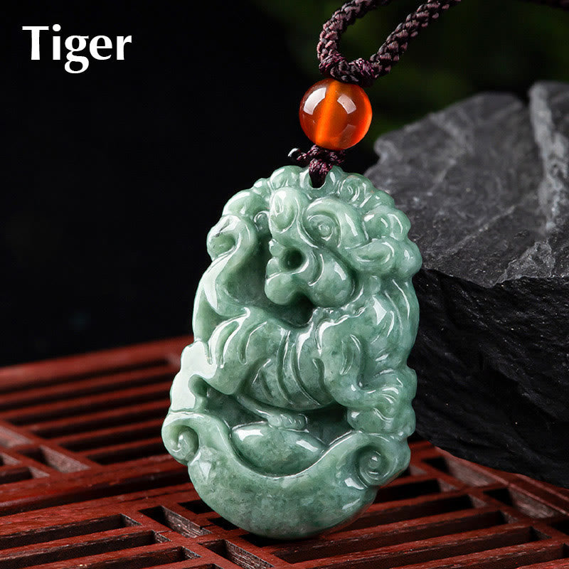 Buddha Stones Natural Jade 12 Chinese Zodiac Prosperity Necklace Pendant - Tiger - image 16