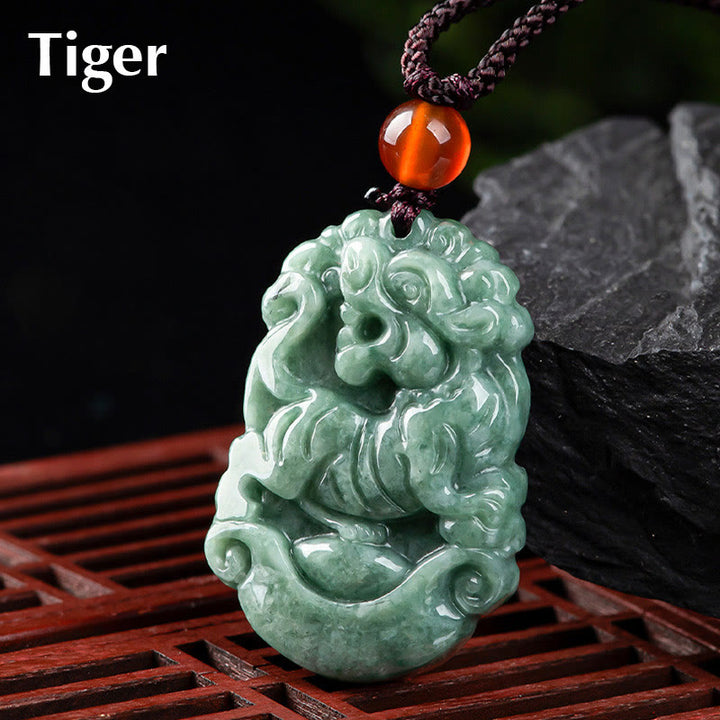 Buddha Stones Natural Jade 12 Chinese Zodiac Prosperity Necklace Pendant - Tiger - image 16