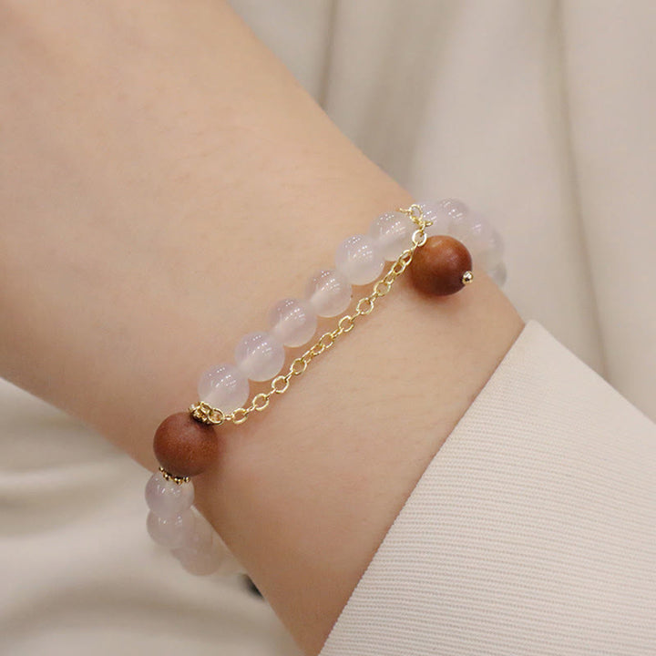 Buddha Stones Sandalwood Cat's Eye Fu Character Charm Protection Bracelet - image 11