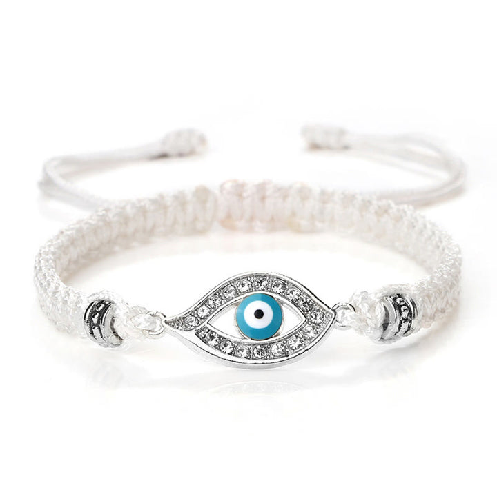 Buddha Stones Evil Eye Keep Away Evil Spirits String Bracelet - White Light Blue Evil Eye - Silver Border - image 35