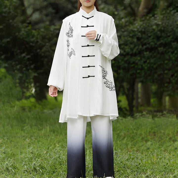 Buddha Stones Auspicious Clouds Gradient Meditation Prayer Spiritual Zen Tai Chi Qigong Practice Women's Clothing Set - image 9