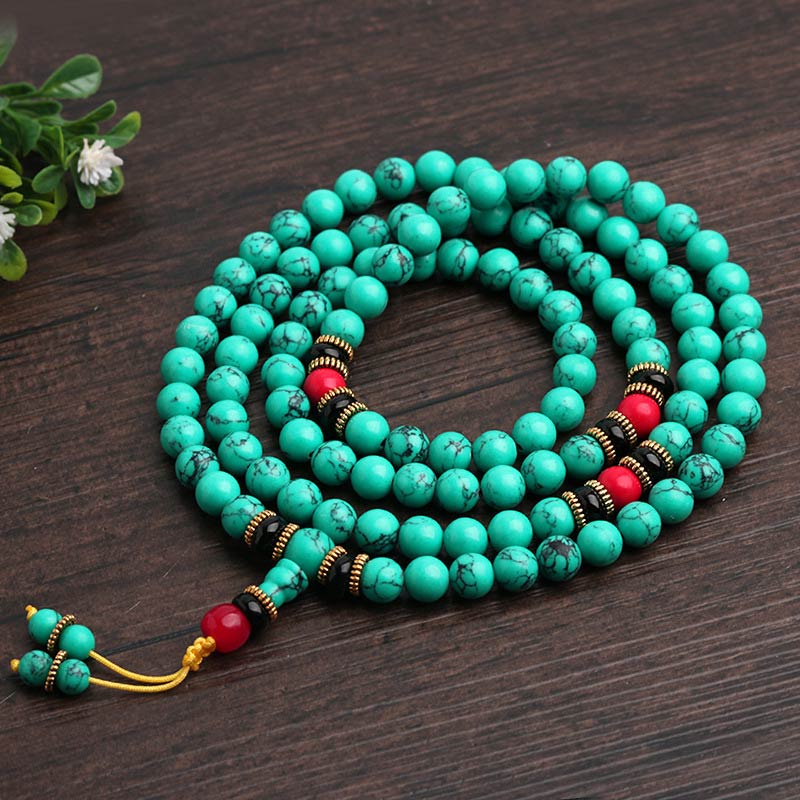 Buddha Stones Tibetan Turquoise Healing Mala Bracelet - image 8