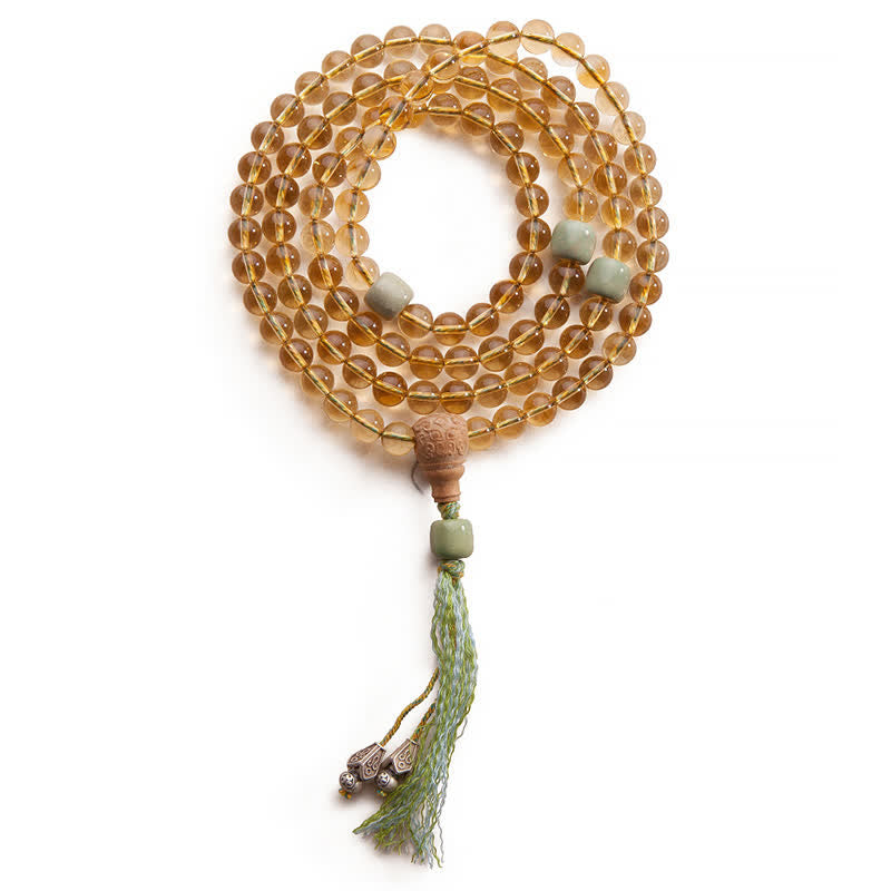 Buddha Stones 108 Mala Beads 925 Sterling Silver Citrine Sandalwood Turquoise Protection Prosperity Bracelet - image 23