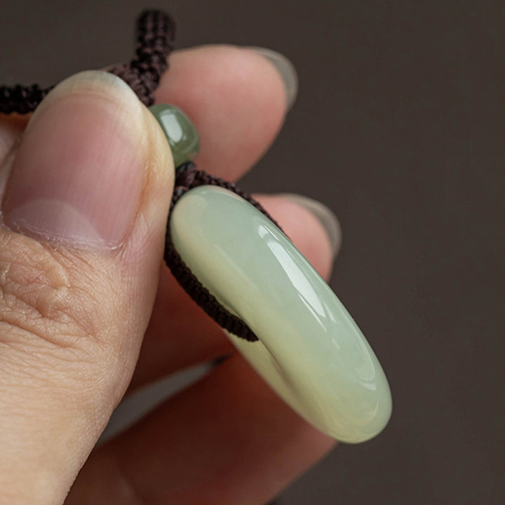 Buddha Stones Natural Round Jade Peace Buckle Luck Prosperity Necklace Pendant - image 8