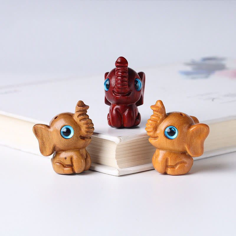 Buddha Stones Sandalwood Small Leaf Red Sandalwood Green Sandalwood Lucky Mini Elephant Carved Protection Decoration - image 28