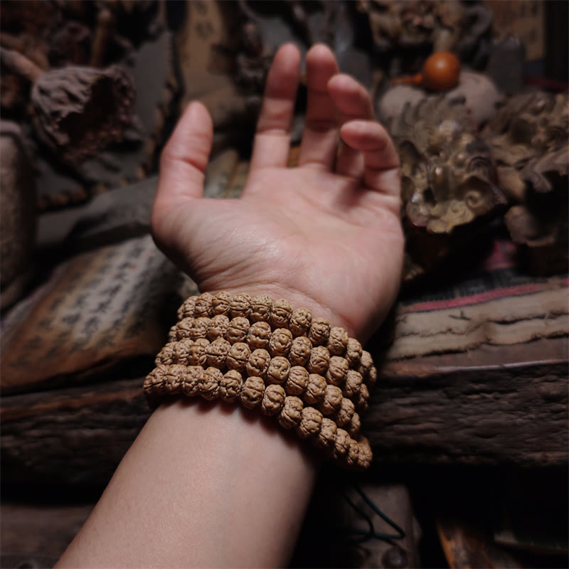 108 Mala Beads Rudraksha Bodhi Seed Luck Wealth Tassel Quadruple Wrap Bracelet - image 4