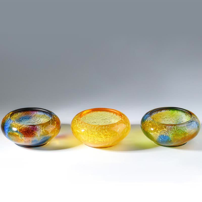 Handmade Liuli Crystal Treasure Bowl Ingots Art Piece Home Decoration - image 16