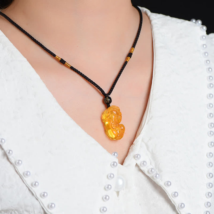 Buddha Stones FengShui Citrine PiXiu Wealth Necklace Pendant - image 2