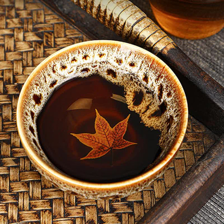 Buddha Stones Maple Leaf Colorful Ceramic Teacup Home Tea Cups - image 25
