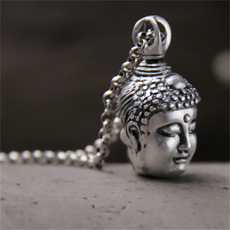 Buddha Stones 999 Sterling Silver Buddha Demon Serenity Necklace Pendant - image 2