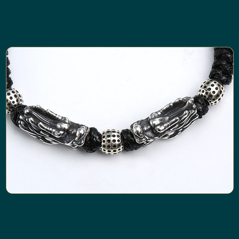 Buddha Stones 999 Sterling Silver Double Dragon Luck Handmade Braided Bracelet - image 7