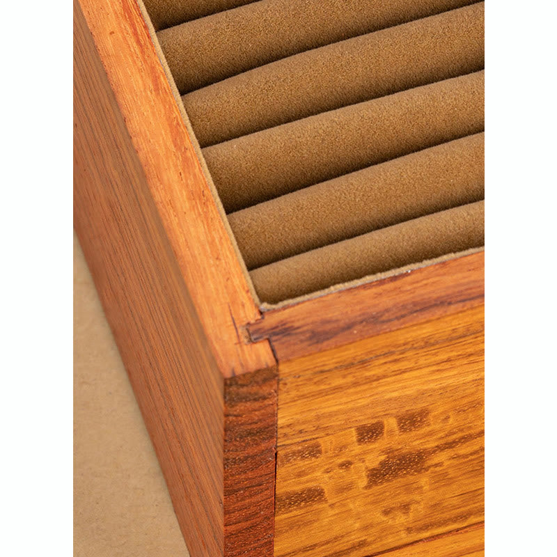 Antique Handmade Rosewood Jewelry Storage Box Lockable Large Double Layer Flower Wooden Gift Organizer Box - image 6