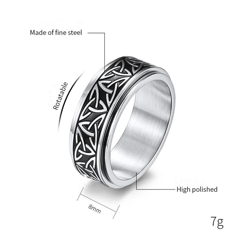 Buddha Stones  Triangle Knot Triquetra Titanium Steel Calm Rotatable Ring - image 8