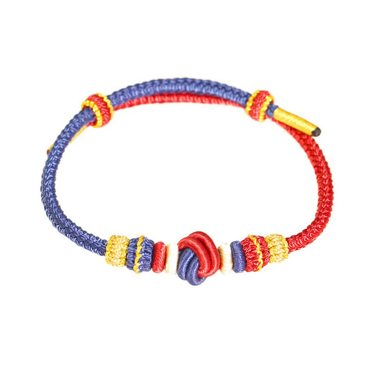 Buddha Stones Two-Color Rope Handcrafted Eight Thread Peace Knot Luck Connection Bracelet - image 3