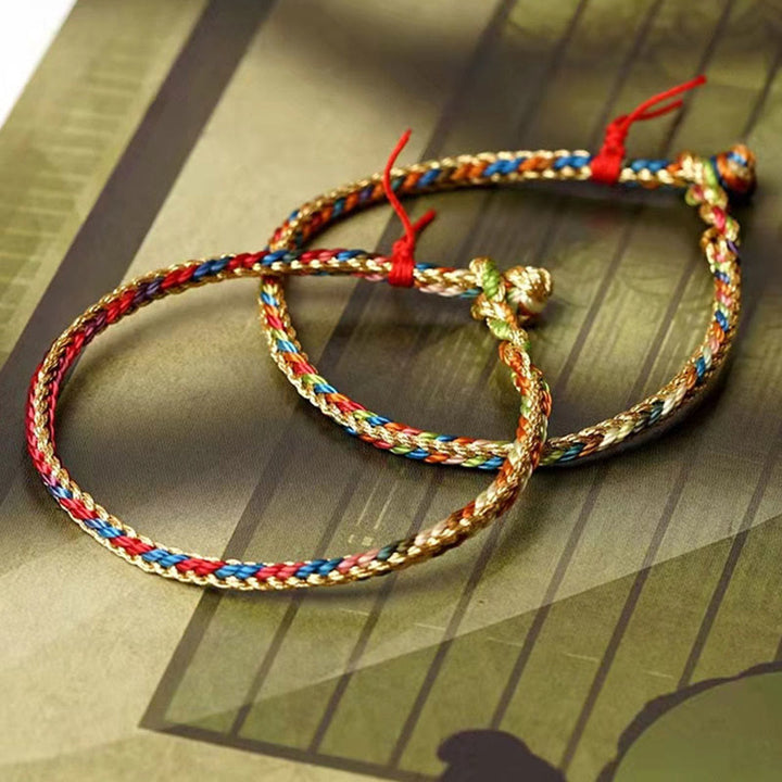 Buddha Stones 925 Sterling Silver Fu Character Zongzi Pattern Multicolored String Luck Handmade Braided Bracelet - image 13