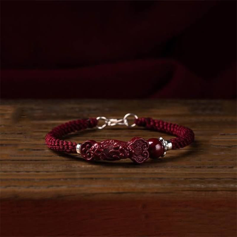 Buddha Stones Handcrafted PiXiu Cinnabar Wealth Luck Braided Bracelet - image 4