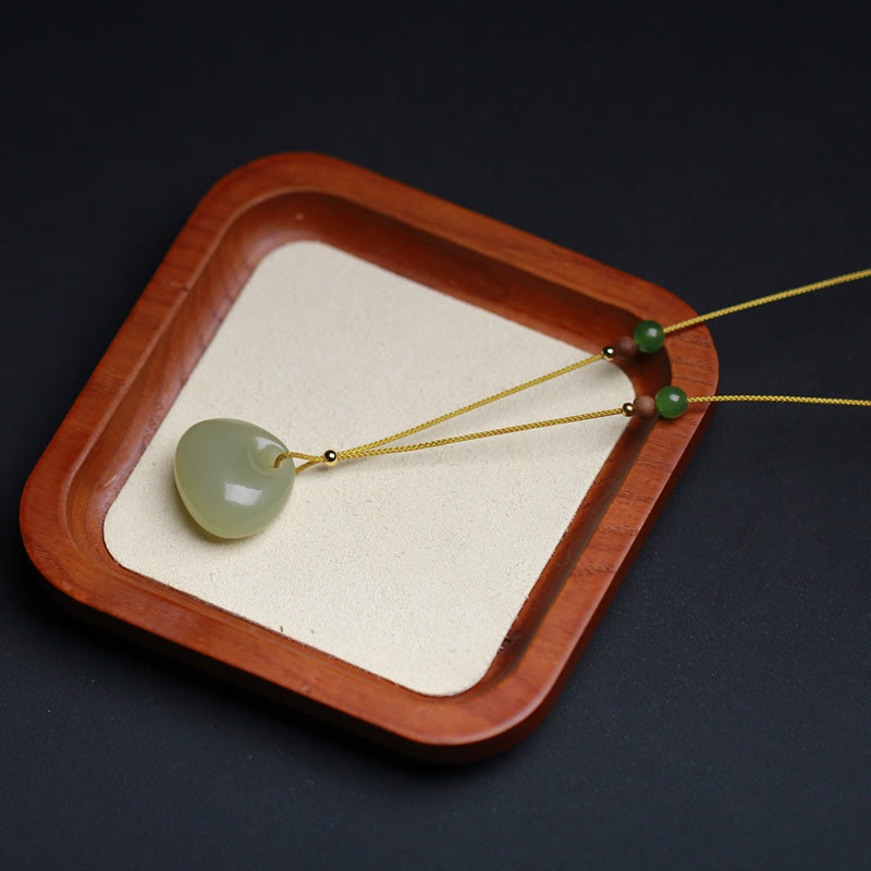 Natural Hetian Jade Small Bag Pattern Prosperity String Necklace Pendant - image 7