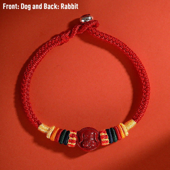Buddha Stones Year of the Dragon 925 Sterling Silver Chinese Zodiac Cinnabar Auspicious Matches Blessing Bracelet - Dog - 23cm - image 23