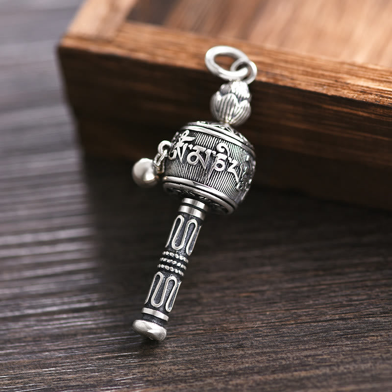 Buddha Stones Tibetan Om Mani Padme Hum Prayer Wheel Lotus Wisdom Rotatable Necklace Pendant - image 2