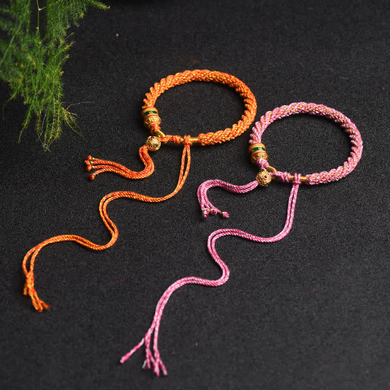 Buddha Stones Tibetan Handmade Luck Prayer Wheel Bead Charm Weave Colorful String Bracelet - image 17