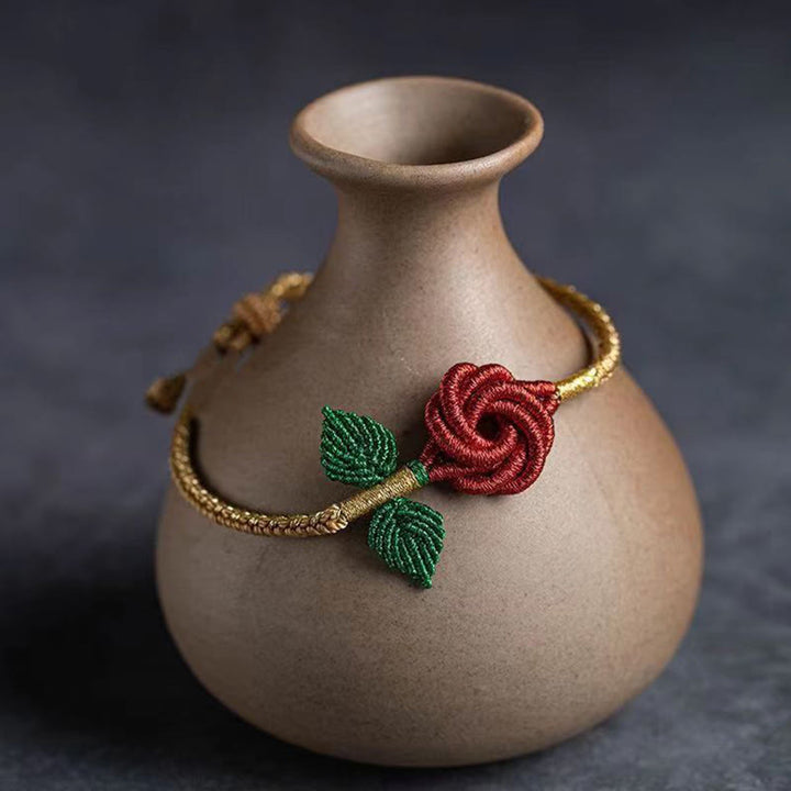 Buddha Stones Rose Flower Rope Eight Thread Peace Knot Luck Handmade Bracelet - image 6