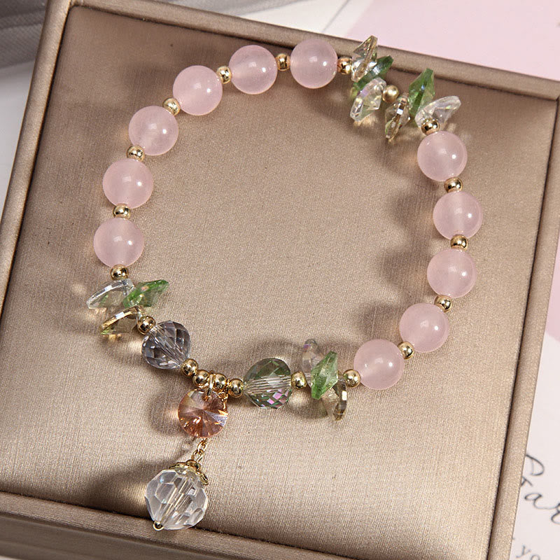 Buddha Stones Cat's Eye Pink Crystal Peace Charm Bracelet - image 3