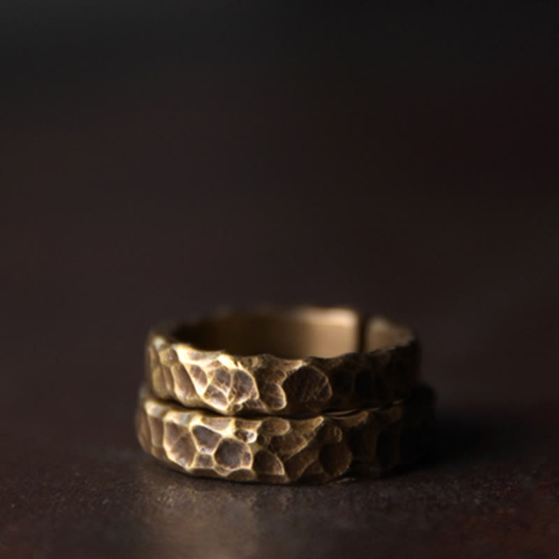 Buddha Stones Tibetan Bump Texture Design Copper Brass Luck Ring - image 0