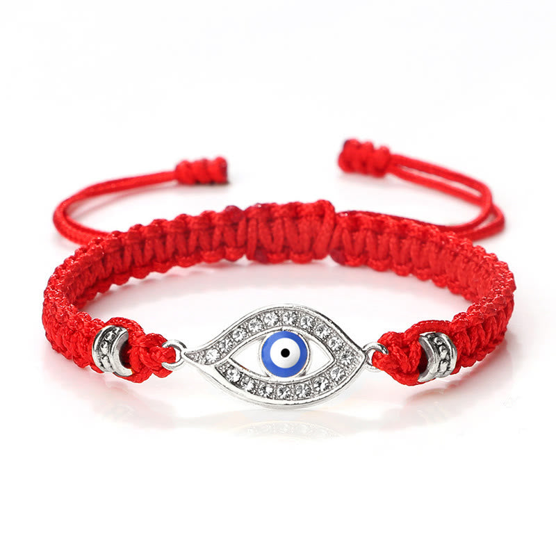 Buddha Stones Evil Eye Keep Away Evil Spirits String Bracelet - Red Blue Evil Eye - Silver Border - image 23