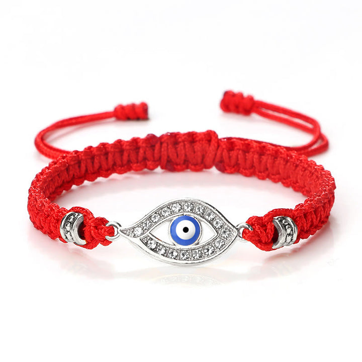 Buddha Stones Evil Eye Keep Away Evil Spirits String Bracelet - Red Blue Evil Eye - Silver Border - image 23