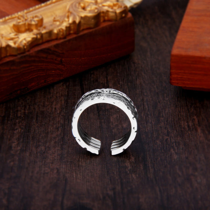 Buddha Stones 925 Sterling Silver Retro Tang Dynasty Flower Design Luck Adjustable Ring - image 3
