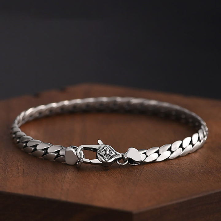 Buddha Stones Double Dorje Vajra Strength Punk Copper Chain Bracelet Necklace - Bracelet Size 22cm fit for Wrist Circumference 20cm - image 0
