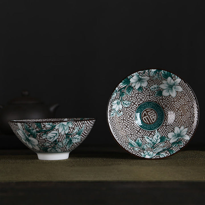 Buddha Stones Flowers Fu Character Mountains Lotus Cherry Blossoms Ceramic Teacup Kung Fu Tea Cup - Green Flowers Fu Character 8.5cm*4cm*90ml - image 33