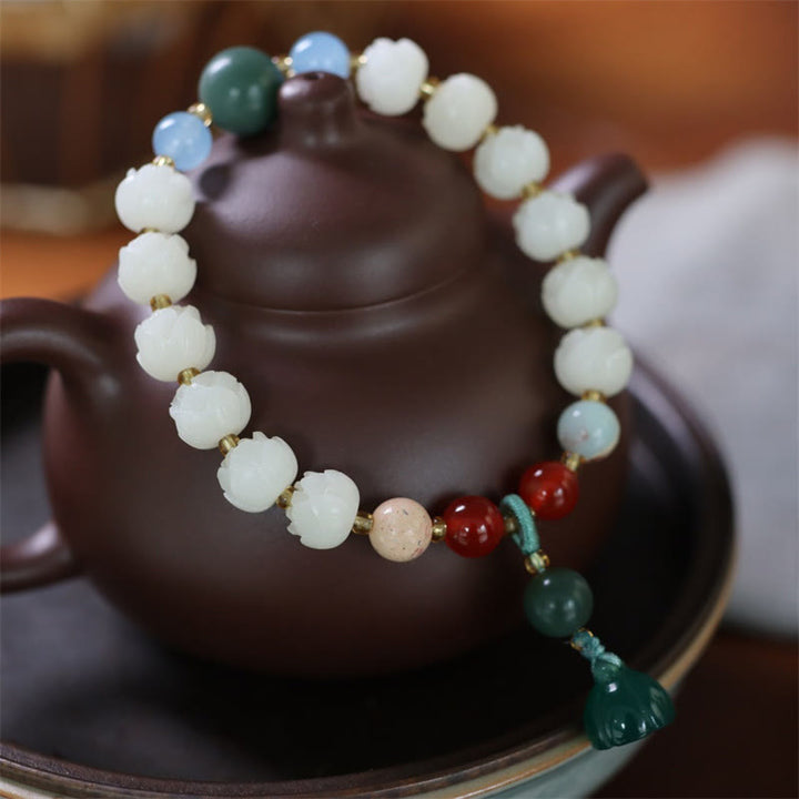Buddha Stones Bodhi Seed Lotus Bead Carved Peace Harmony Bracelet - image 2